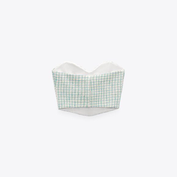 ZARA CHECKERED CORSET CROP TOP - Picture 2 of 10